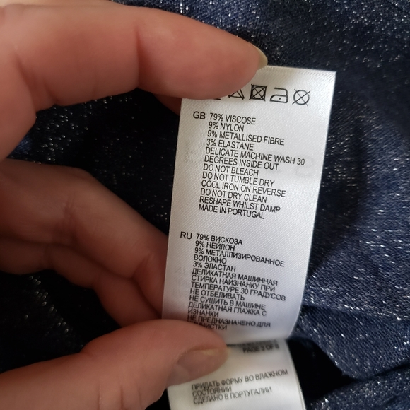 NWT Reiss Joey Metallic Short Sleeve T-Shirt Top Navy - Picture 10 of 10